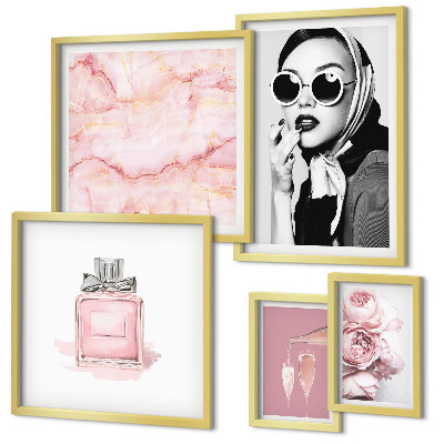 Lot de tableaux encadrés Des touches élégantes de rose