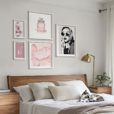 Lot de tableaux encadrés Des touches élégantes de rose