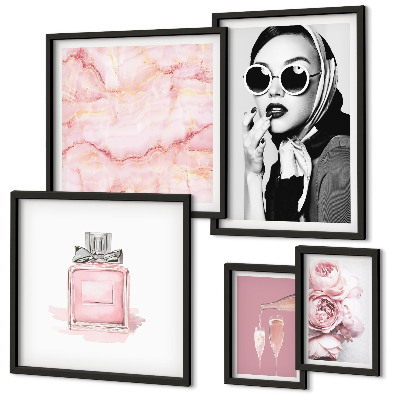 Lot de tableaux encadrés Des touches élégantes de rose