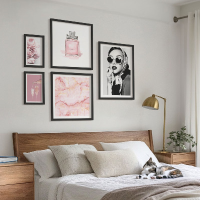 Lot de tableaux encadrés Des touches élégantes de rose