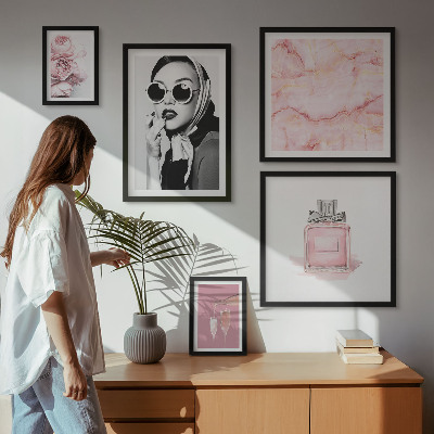 Lot de tableaux encadrés Des touches élégantes de rose