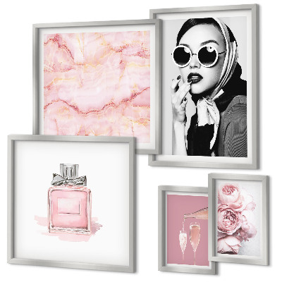 Lot de tableaux encadrés Des touches élégantes de rose