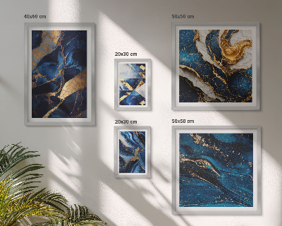 Ensemble de 5 tableaux Motifs bleus abstraits
