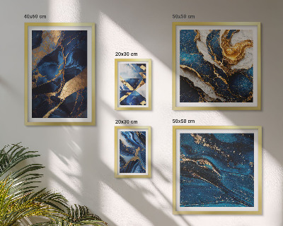 Ensemble de 5 tableaux Motifs bleus abstraits