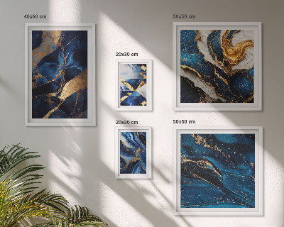 Ensemble de 5 tableaux Motifs bleus abstraits