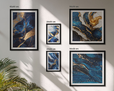 Ensemble de 5 tableaux Motifs bleus abstraits
