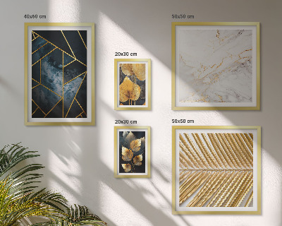 Lot de tableaux encadrés Feuilles stylisées et géométrie
