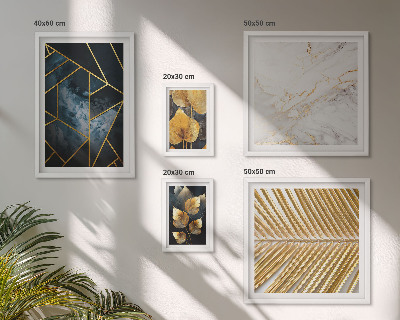 Lot de tableaux encadrés Feuilles stylisées et géométrie