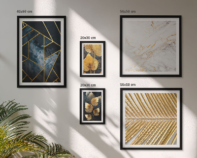 Lot de tableaux encadrés Feuilles stylisées et géométrie