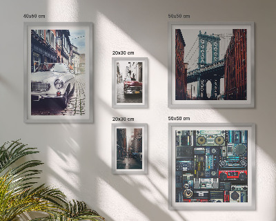 Ensemble de 5 tableaux Voitures élégantes et architecture urbaine