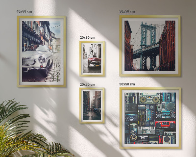 Ensemble de 5 tableaux Voitures élégantes et architecture urbaine