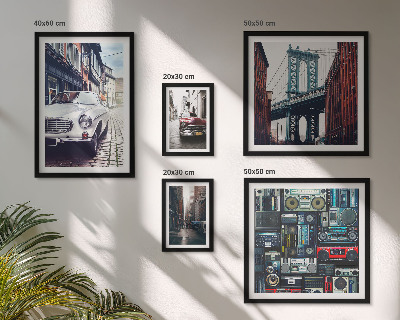Ensemble de 5 tableaux Voitures élégantes et architecture urbaine
