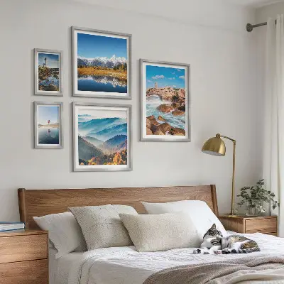 Tableau de décoration murale montagnes naturelles et phares maritimes
