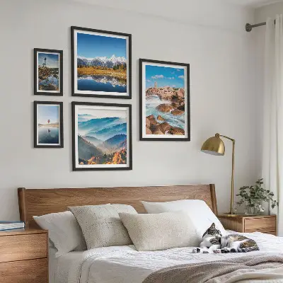 Tableau de décoration murale montagnes naturelles et phares maritimes