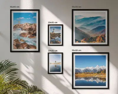 Tableau de décoration murale montagnes naturelles et phares maritimes