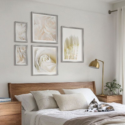 Lot de tableaux encadrés Accents de marbre rose blanc