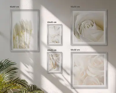 Lot de tableaux encadrés motifs en marbre rose et blanc