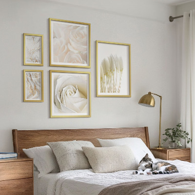 Lot de tableaux encadrés Accents de marbre rose blanc