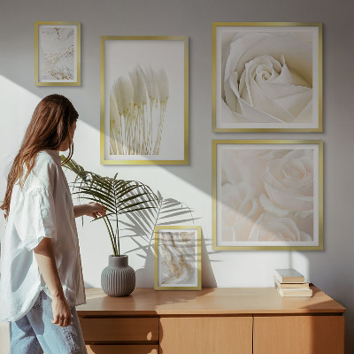 Lot de tableaux encadrés Accents de marbre rose blanc