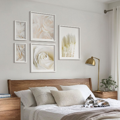 Lot de tableaux encadrés Accents de marbre rose blanc