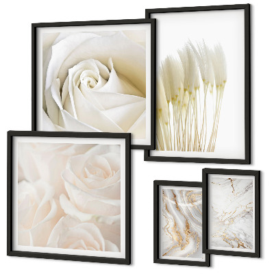 Lot de tableaux encadrés Accents de marbre rose blanc