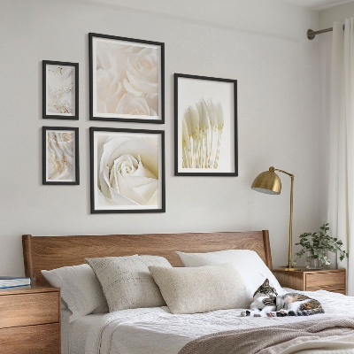 Lot de tableaux encadrés Accents de marbre rose blanc