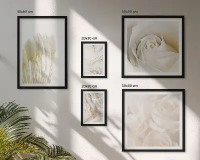 Lot de tableaux encadrés motifs en marbre rose et blanc