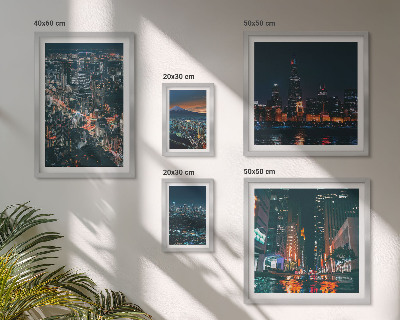 Ensemble de 5 tableaux Vues nocturnes des villes modernes