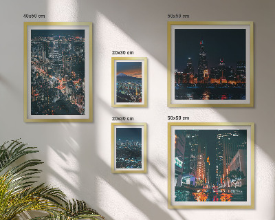 Ensemble de 5 tableaux Vues nocturnes des villes modernes