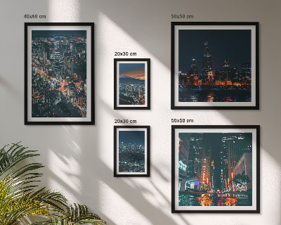 Ensemble de 5 tableaux Vues nocturnes des villes modernes