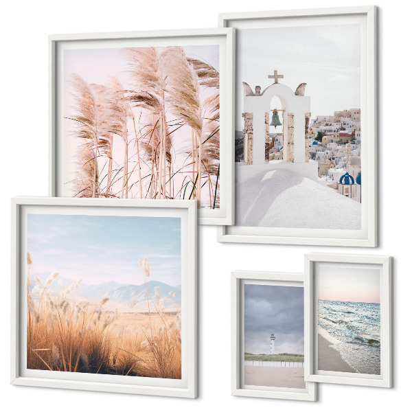 Lot de tableaux encadrés Paysages balnéaires élégants