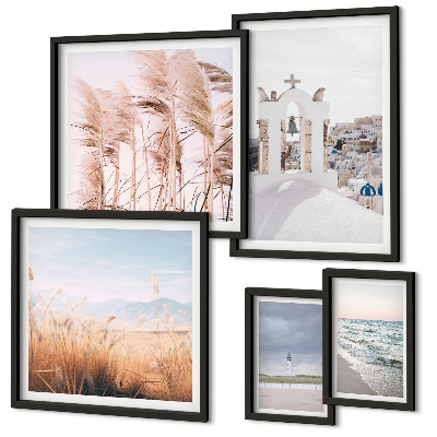 Lot de tableaux encadrés Paysages balnéaires élégants