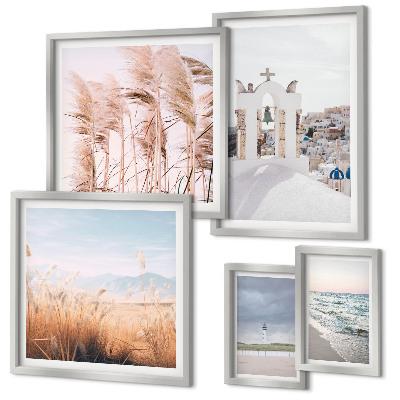 Lot de tableaux encadrés Paysages balnéaires élégants