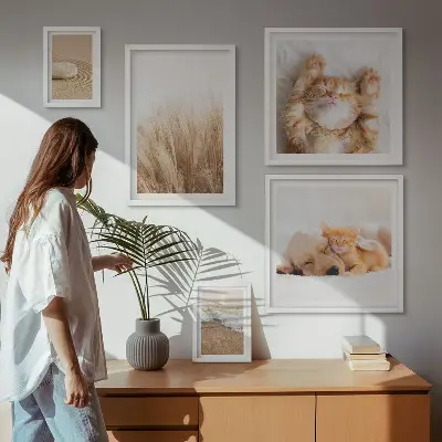 Tableau de décoration murale animaux mignons dans un paysage