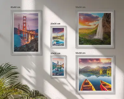 Ensemble de 5 tableaux représentant des paysages de nature et des ponts aux États-Unis