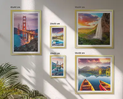 Ensemble de 5 tableaux représentant des paysages de nature et des ponts aux États-Unis