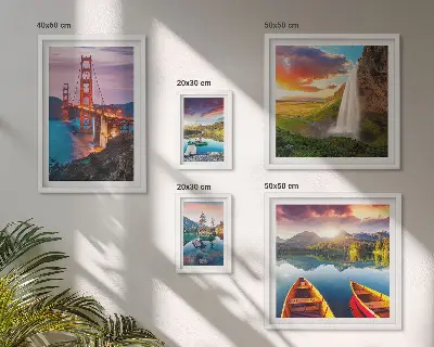 Ensemble de 5 tableaux représentant des paysages de nature et des ponts aux États-Unis