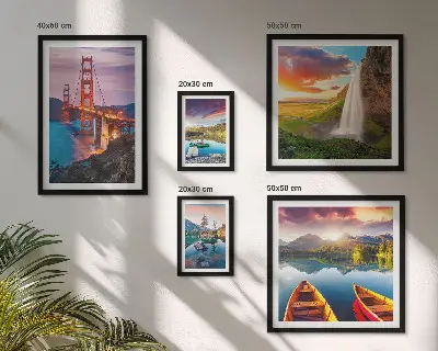 Ensemble de 5 tableaux représentant des paysages de nature et des ponts aux États-Unis