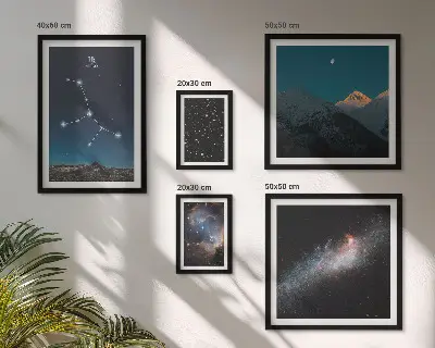 Paysages cosmiques sous les étoiles nocturnes ensemble de 5 tableaux