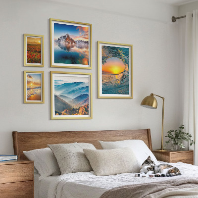 Lot de tableaux encadrés Paysages naturels mer montagnes fleurs