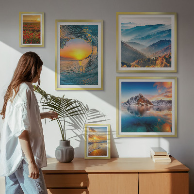 Lot de tableaux encadrés Paysages naturels mer montagnes fleurs
