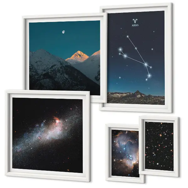 Vues cosmiques des galaxies ensemble de 5 tableaux
