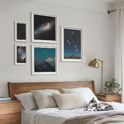 Ensemble de 5 tableaux Vues cosmiques des galaxies