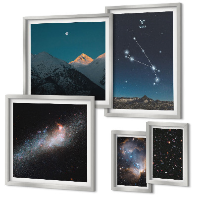 Ensemble de 5 tableaux Vues cosmiques des galaxies