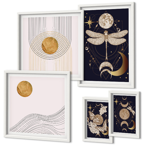 Lot de tableaux encadrés Motifs d'insectes spatiaux stylés