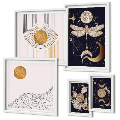 Lot de tableaux encadrés Motifs d'insectes spatiaux stylés