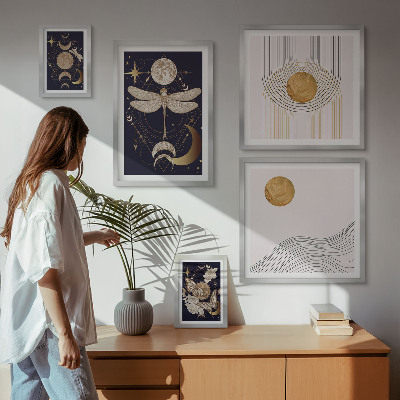 Lot de tableaux encadrés Motifs d'insectes spatiaux stylés