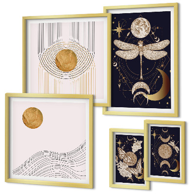 Lot de tableaux encadrés Motifs d'insectes spatiaux stylés