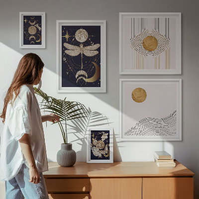 Lot de tableaux encadrés Motifs d'insectes spatiaux stylés