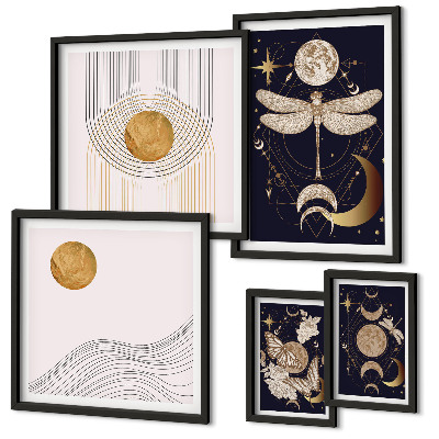 Lot de tableaux encadrés Motifs d'insectes spatiaux stylés